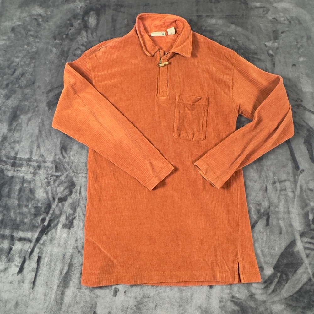 Forester Corduroy Pullover Mens Large Orange Quarter Zip Toggle Long Sleeve